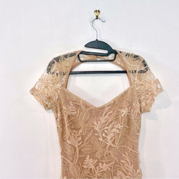 Kelley Felder Beige Tan Evening Gown Sequence Midid Dress US8 - Picture 3 of 12